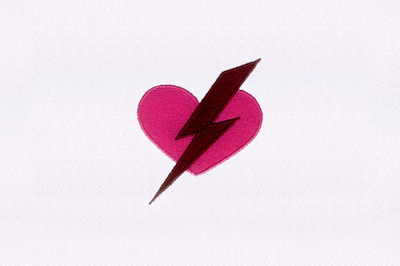 Electric Heart Embroidery Design