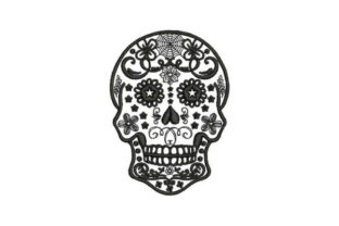 Sugar Skull Black Tattoo Embroidery